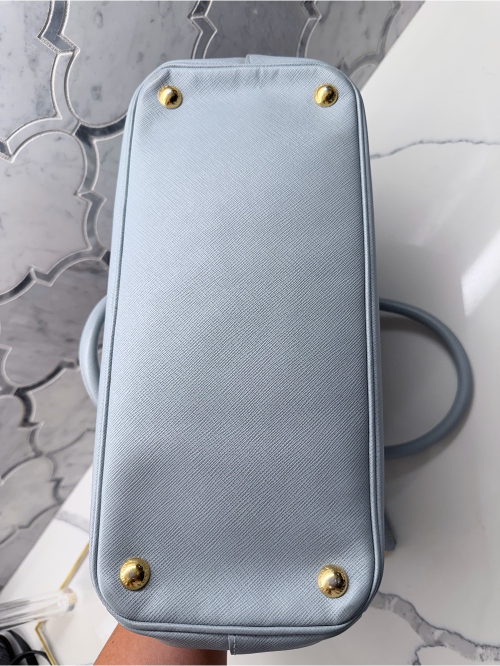 Prada Light Blue Saffiano Leather Tote with Gold Hardware - Picture 5 of 8